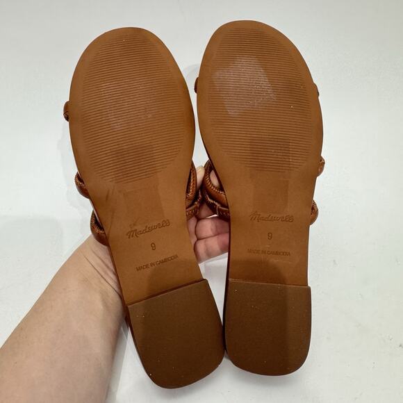 Madewell The Amel Slide Sandals Womens Size 9 Brown Leather Strappy Beachy Boho - Picture 3 of 5